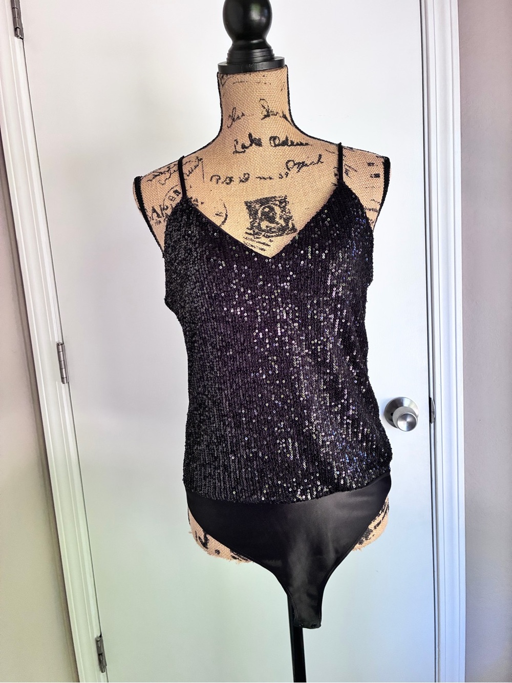 Sincerly Jules Black Sequin V-Neck Cami